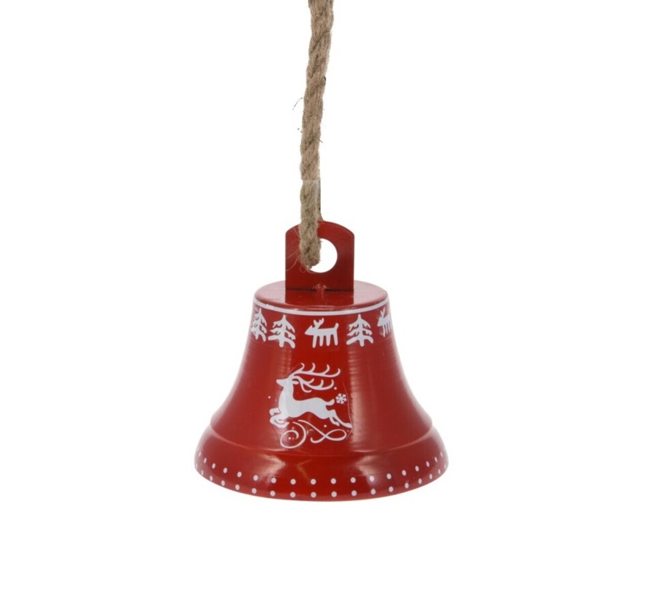 Clopotel decorativ Reindeer v2, Excellent Houseware, 17x17 cm, fier/iuta, rosu - imagine 3